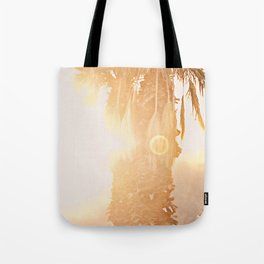 California Fine Art Print Yellow, Peach, Cream La Quinta Palm Tree Photograph - Desert Sunset  Tote Bag
