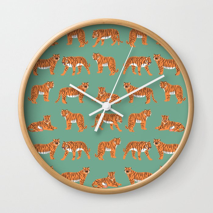 Year of the Tiger Orange and Green Wall Clock
