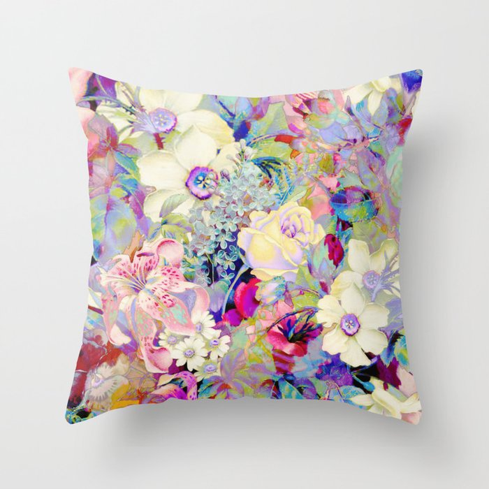 summery floral Throw Pillow