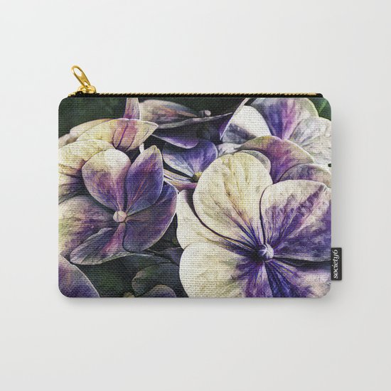 Hortensia flowers in vintage grunge watercoloring style Carry-All Pouch