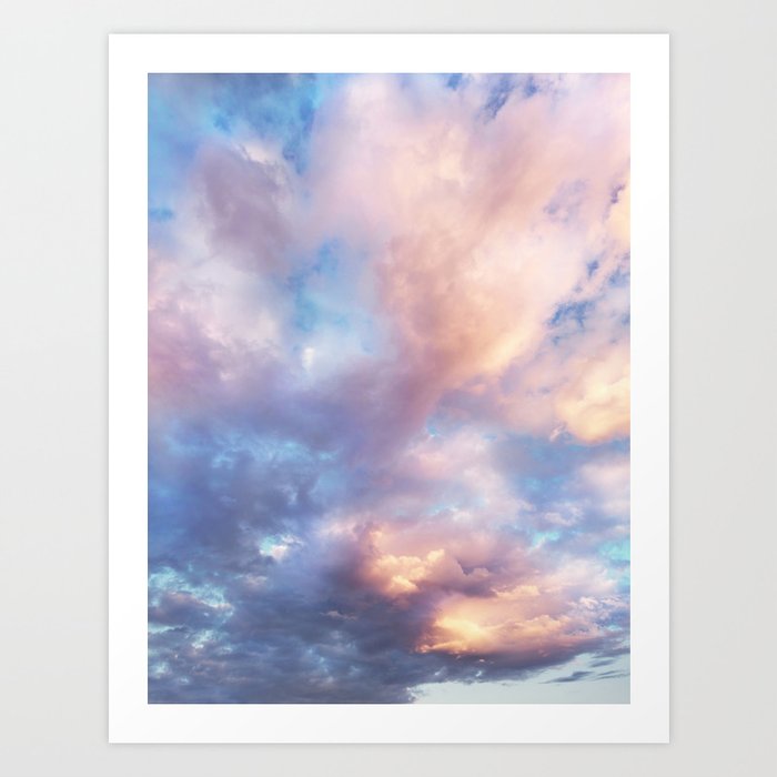 Sunset | Pink Clouds | Sky | Rainbow | Unicorn Colours | Nature Art Print
