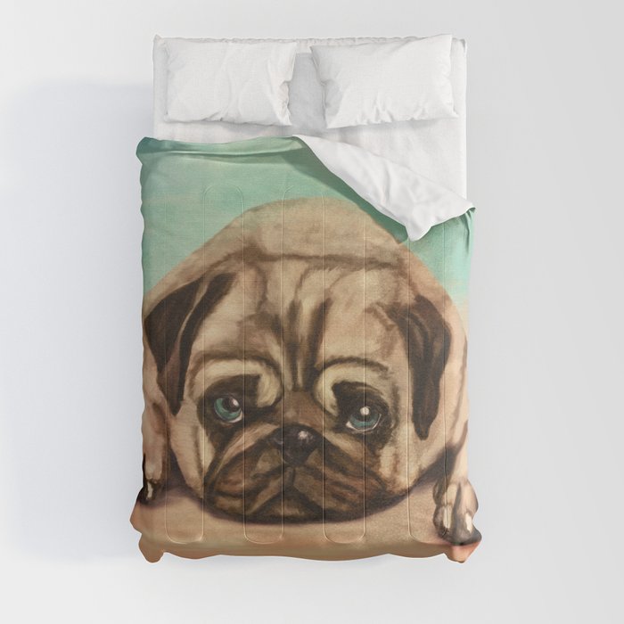 Cute Pug dog pastel Comforter