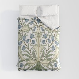 William Morris Vintage Bluebell Floral Blue Green & White  Comforter