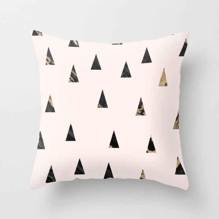 Elegant Pink Black Gold Abstract Geometrical Triangles Marble