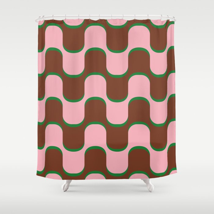 Abstract Retro Wavy Pattern Shower Curtain