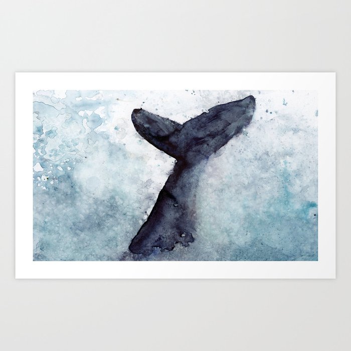 Whale of a Tale, Ocean Splashing Whale Tail Art Print