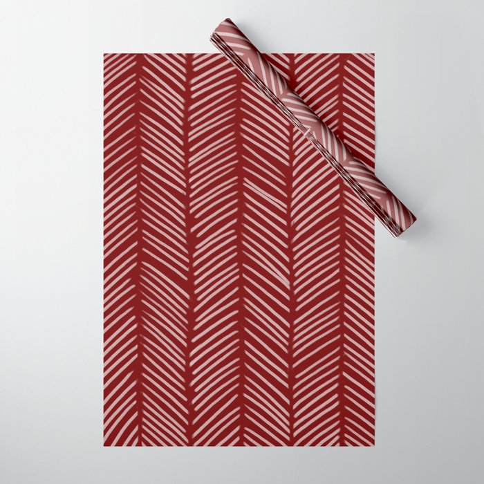 Crimson Herringbone Wrapping Paper