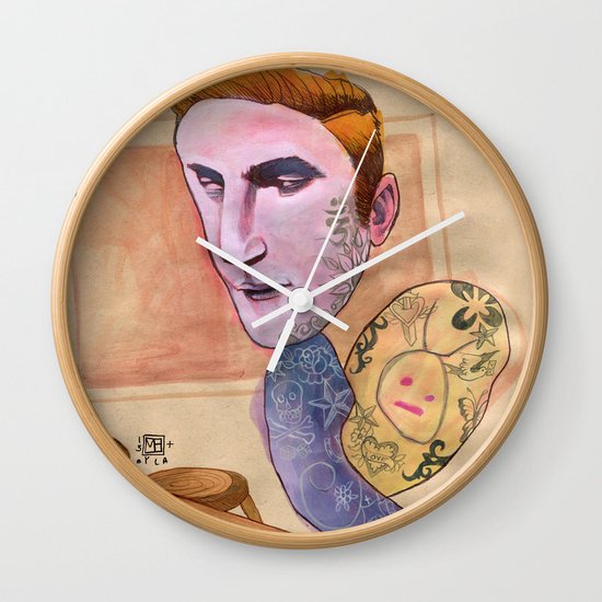 TATTOOED SNAIL DUDE Wall Clock