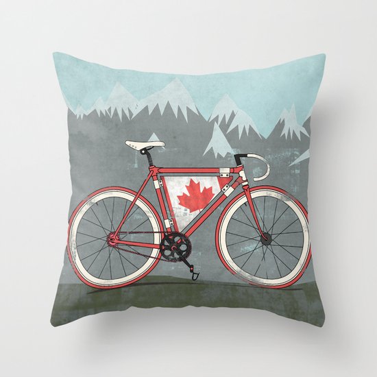 Love Bike, Love Canada Throw Pillow