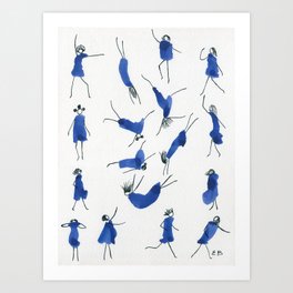 Minimalist blue girl pattern Art Print
