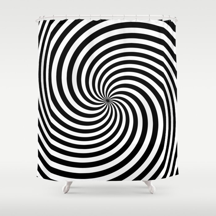Black And White Op Art Spiral Shower Curtain