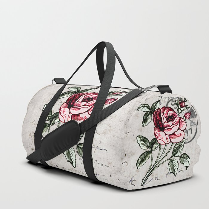 Shabby Chic Vintage Rose And Calligraphy Duffle Bag By Annaki Society6 Shabby Chic Vintage Rose And Calligraphy Duffle Bag