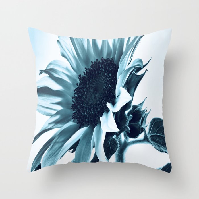 Pastel Blue Sunflower Throw Pillow