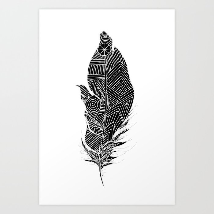 Feather Linework Art Print by Sarah Cargeeg | Society6