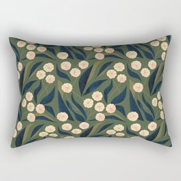Green Floral Rectangular Pillow