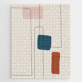 Burnt Orange Navy Pink Abstract Modern 02 Jigsaw Puzzle