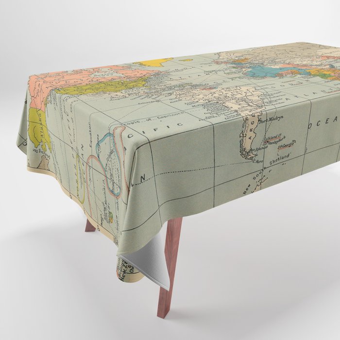 Vintage world map Tablecloth by Nexart Society6