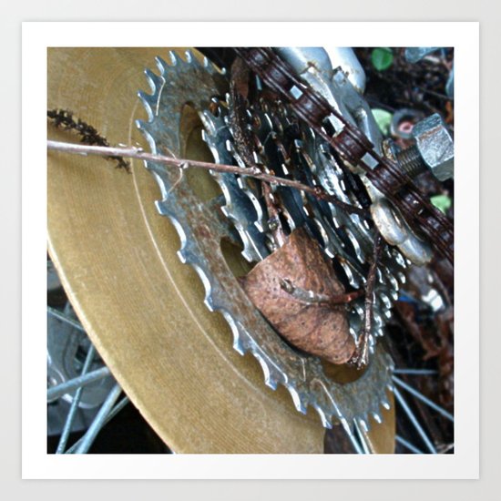 Leaf on a bike Art Print