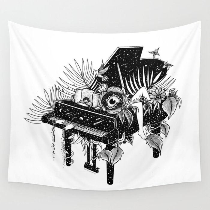 Piano, Melody of life Wall Tapestry