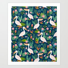 Floral Pelican Art Print
