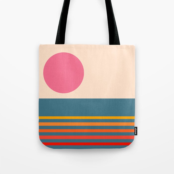 Tica - Colorful Sunset Retro Abstract Geometric Minimalistic Design Pattern Tote Bag