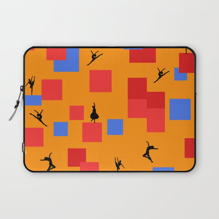 Dancing like Piet Mondrian - Composition in Color A. Composition with Red, and Blue on the orange background Laptop Sleeve
