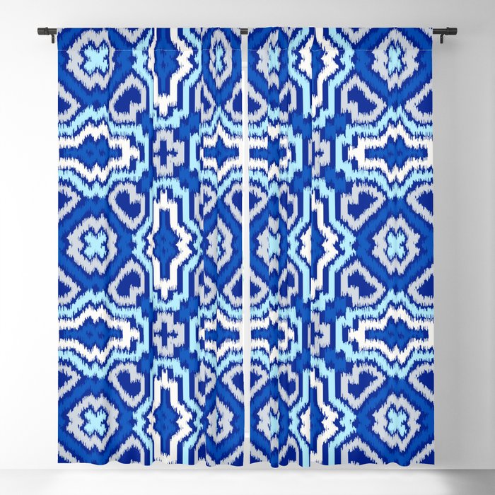 Ikat Pattern Indigo Blue And White 06 Blackout Curtain By