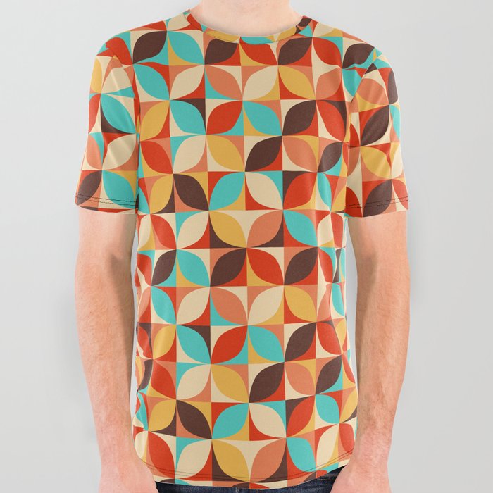 Retro style colorful circles pattern All Over Graphic Tee