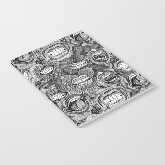 BITE ME roses and orchids BLACK WHITE Notebook