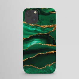 Abstract Green And Gold Emerald Marble Landscape  iPhone Case