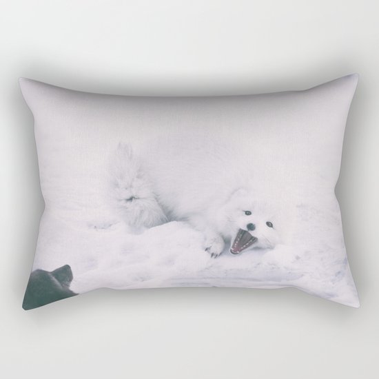 ARCTIC FOXES PLAYING Rectangular Pillow