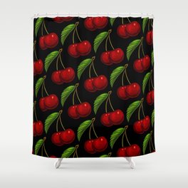 Black Cherry Pattern Shower Curtain