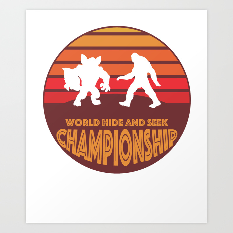 Bigfoot Vs Werewolf World Hide And Seek Championship Art Print By Novelty Merch Society6