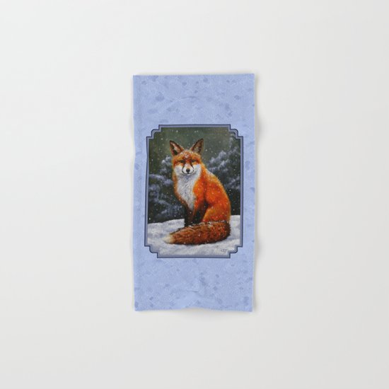 Cute Red Fox in Snow Hand & Bath Towel