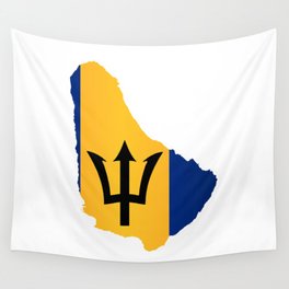 Barbados Islands In Silhouette With Flag Wall Tapestry
