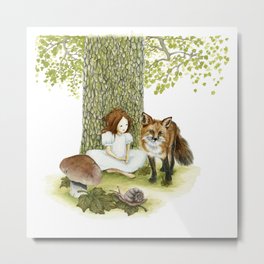 Autumn beauty Metal Print | Childplay, Fairytale, Snail, Drawing, Tree, Mushrooms, Kids, Children, Forest, Meditation 