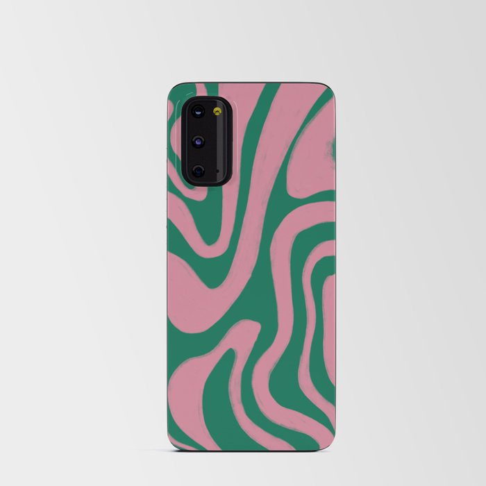 Tropical Abstract Modern Swirl Pattern in Cashmere Rose Pink on Vivid Green Android Card Case