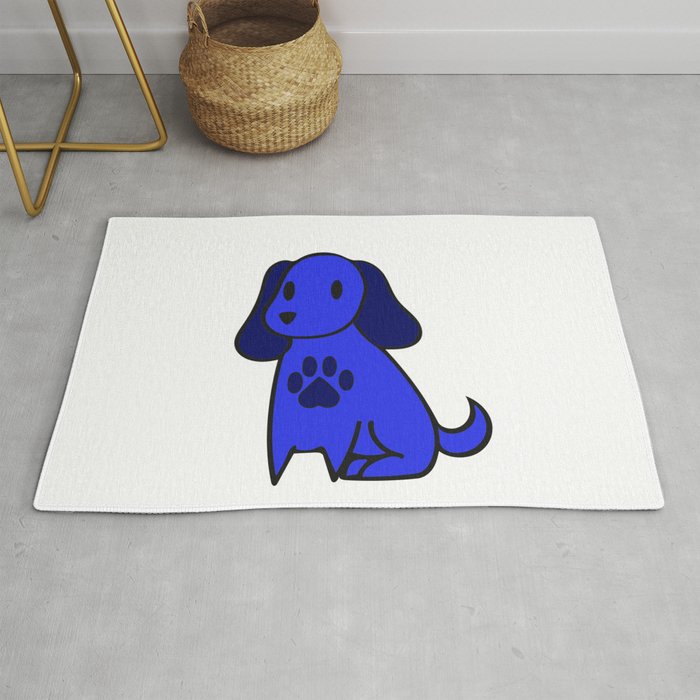 The Blue Dog With Paw Print Rug