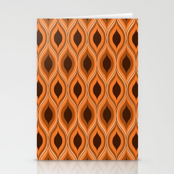 Classic Retro mid century orange and brown ogee pattern  Stationery Cards