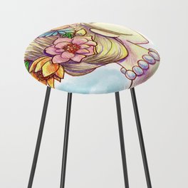 Mexican Girl with Flowers Counter Stool
