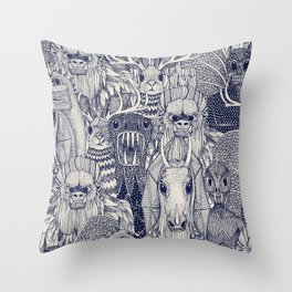 cryptid crowd blue off white Throw Pillow