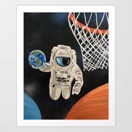 Space Games Art Print | Funny, Planet, Spaceman, Surreal, Carbine, Moon, Moons, Space, Outer, Basket 