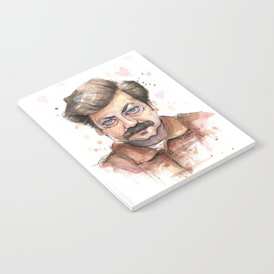 Ron Swanson Love Valentine Portrait Notebook