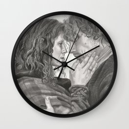Jamie and Claire Wall Clock | Graphite, Jamieandclaire, Portrait, Drawing, Pencilportrait, Sassanach 