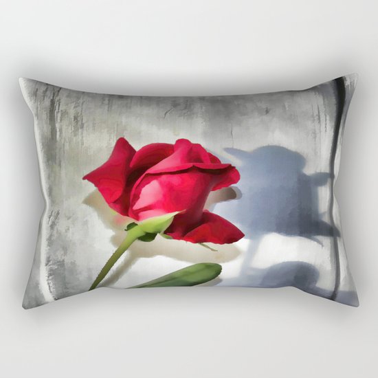 Red Rose Bud Shadow Rectangular Pillow