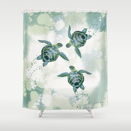 Swimming Together 3 - Sea Turtle  Shower Curtain