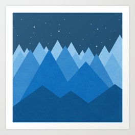 Abstract landscape in blue Art Print