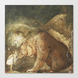 Poor little bear (Stackars lilla basse!) – John Bauer 1912 Canvas Print