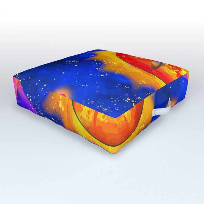 Sun and Planets Night Sky by Katie Stern Outdoor Floor Cushion