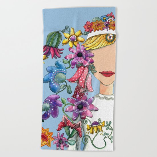 I Love the Flower Girl Beach Towel